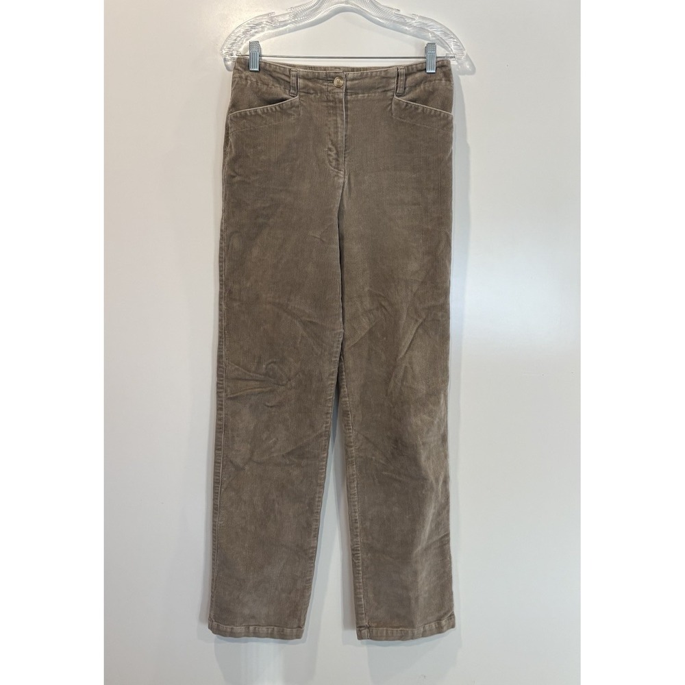 Talbots Womens 6 Long Corduroy Pants Taupe Brown Straight Leg Stretch 1367